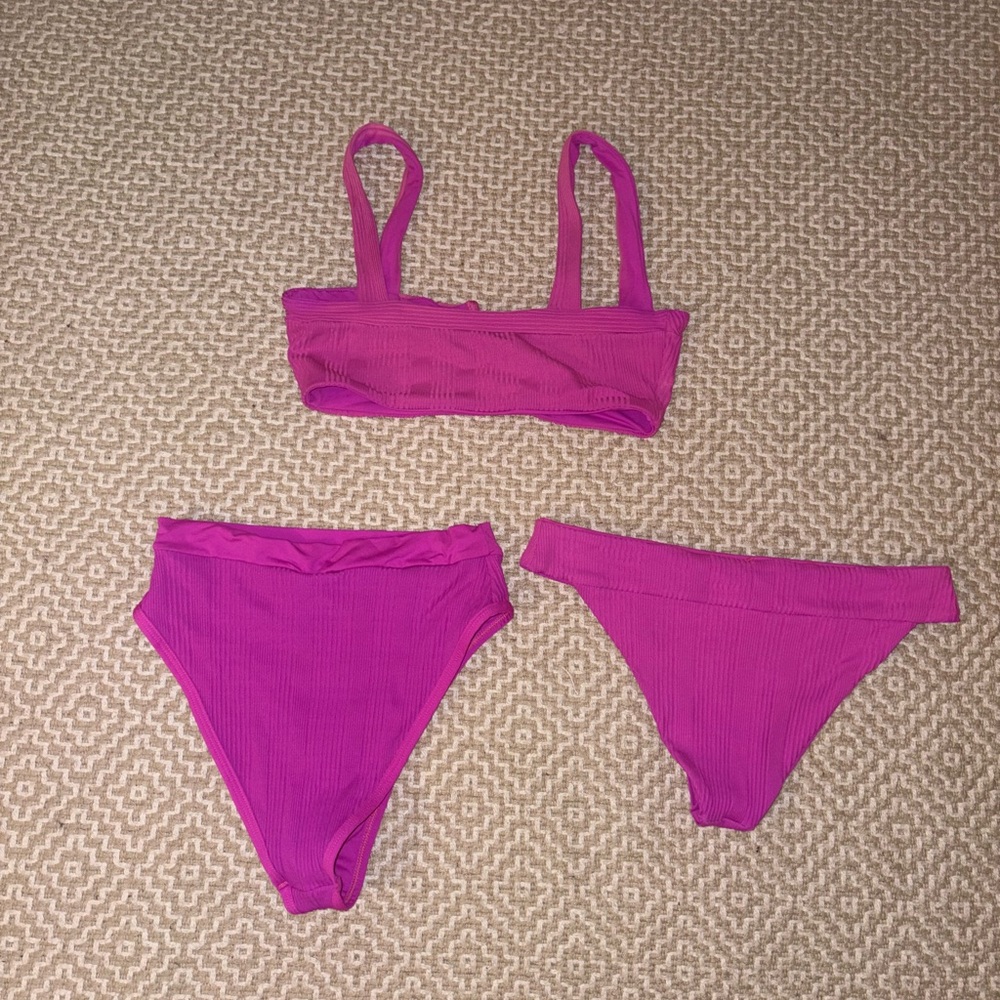 LSPACE Pink Ribbed Bikini Set - Picture 4 of 5
